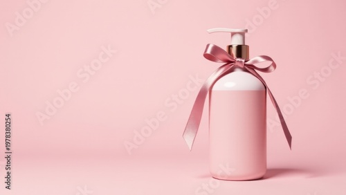 Wallpaper Mural A pink bottle with a pink ribbon tied around it, perfect for use in beauty or lifestyle content Torontodigital.ca