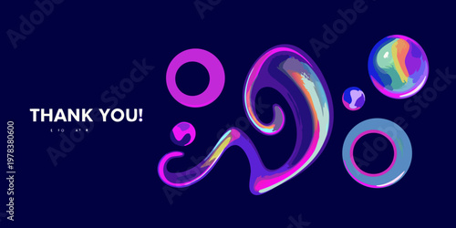 Abstract colorful bubbles and swirls accompany a thank you message