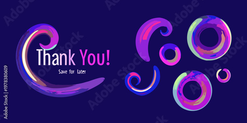 Colorful abstract swirls and the text thank you on a dark background