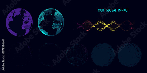 Abstract representation of global impact with textured glowing oval shapes