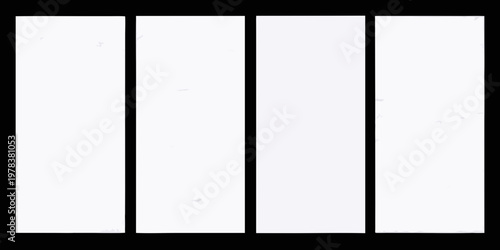 Four vertical white rectangles on a black background