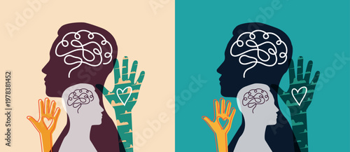 Set of Mental Health illustrations.