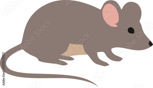 Stylized illustration of a mouse with a simplistic design. The body is a solid brown color with a lighter beige underbelly.