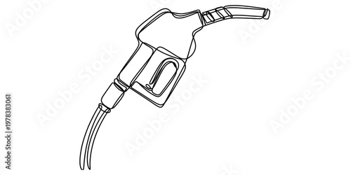 A continuous single line drawing of a gasoline fuel pump nozzle for vehicles on white background Vector, illustration