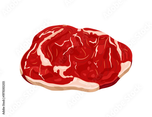 Fresh Raw Beef Steak Sliced Isolated on White Background