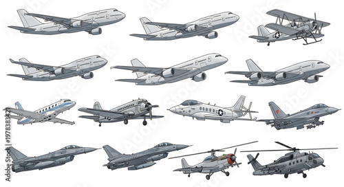 Collection of various aircraft types and eras.