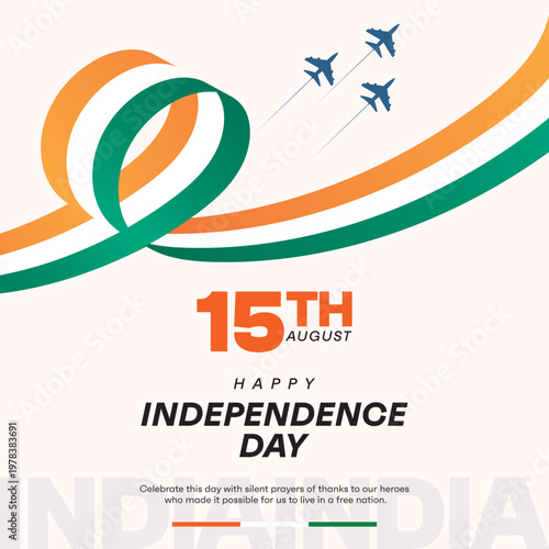 Happy Indian Independence Day Celebration Social Banner Design Template, Happy Independence Day Banner Illustration