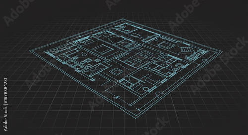 Architectural blueprint of a building plan.