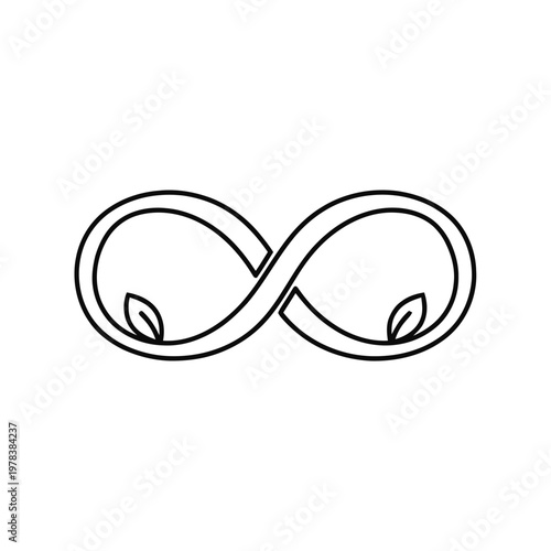 Infinity symbol incorporated with leaves creates a modern concept of sustainable growth and endless environmental harmony.