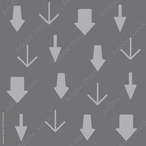 下矢印の模様の背景イラスト　グレイ
