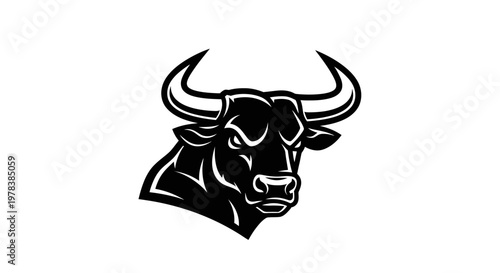 Aggressive Bull Head Mascot Logo, Powerful Animal Symbol, Strong Silhouette