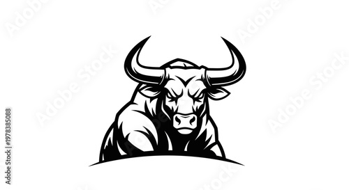 Aggressive Bull Mascot Logo, Powerful Animal Illustration, Strong Bull Head Icon