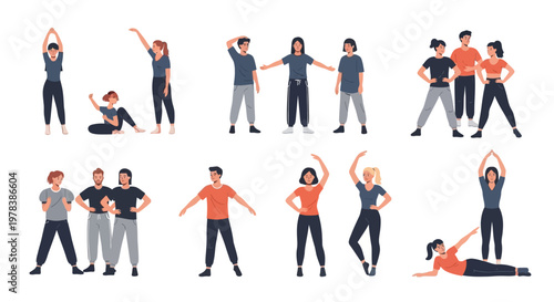 Diverse Group of People Exercising Together, Fitness and Healthy Lifestyle