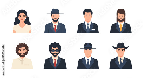 Diverse Group of People Portraits: Men and Women in Business and Casual Attire