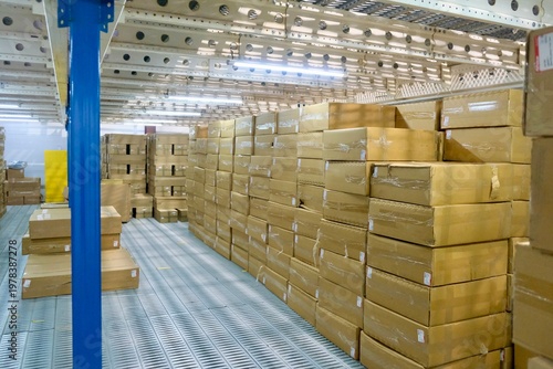 A warehouse with car spare parts. Storage, sale of auto parts, warehouse.