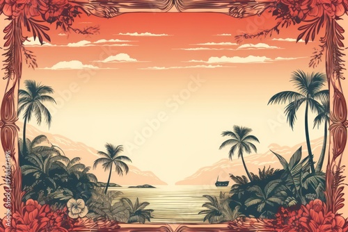 Toile with sunset border outdoors nature plant.