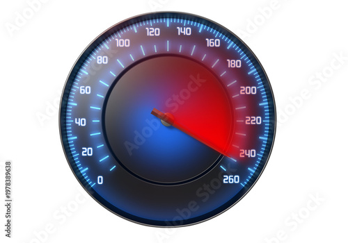 Automotive Speedometer Gauge Isolated on White Background