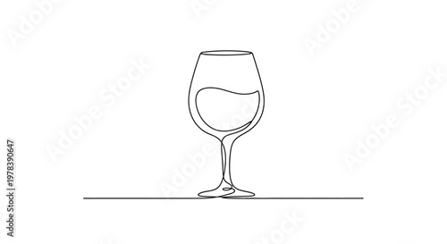 Minimalist Wine Glass Line Art, Single Continuous Line Drawing of Wine