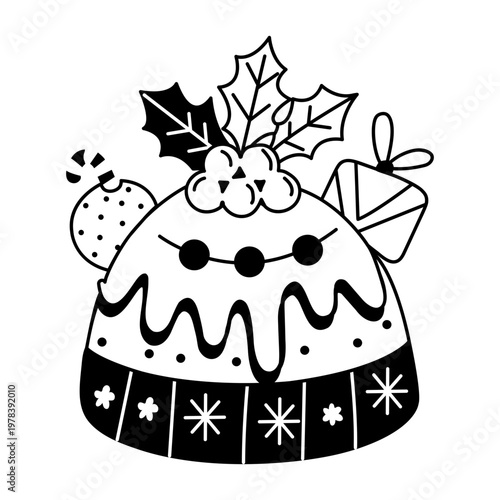 A glyph sticker of christmas pudding 

