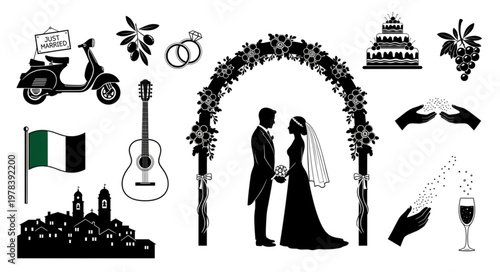 silhouettes of people in different situations