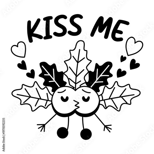 A glyph sticker of cute cherry kissing

