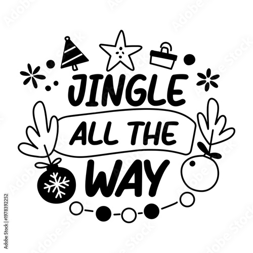 A glyph sticker of festive typography

