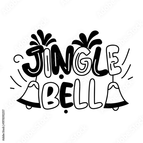 A glyph sticker of jingle bell typography 

