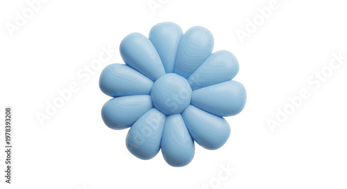 Soft blue stylized flower illustration, a gentle and playful design element with smooth, rounded petals, perfect for light-hearted visual projects and automatic design compositions