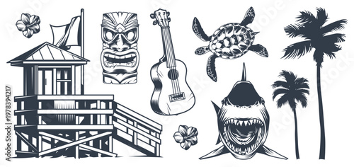 Surfing scene at the beach