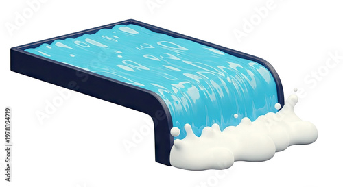3D Rendered Waterfall with Blue Water and White Foam