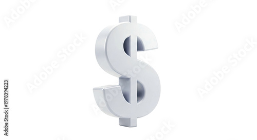 3D Silver Dollar Sign