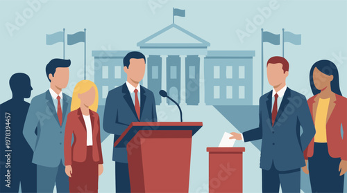 Political Election and Government Representation with Public Speakers