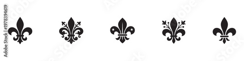 Fleur de lis icon set. Fleur de lis ornament icon design template. Vector Illustration. EPS 10