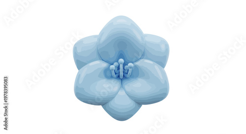 A delightful light blue flower illustration, featuring smooth, rounded petals and a graceful, serene aesthetic, perfect for elegant design projects and modern decor