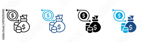 Cash Flow Icon Multiple Style Vector Illustration