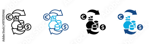 Currency Exchange Icon Multiple Style Vector Illustration