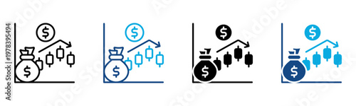 Stock Market Icon Multiple Style Vector Illustration