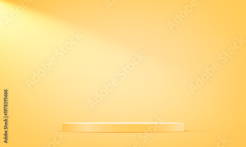 Yellow background vector 3d with podium Space for selling products on the website. Abstract wallpaper design with copy space to display your products. Vector illustration.