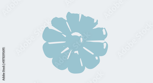 A charmingly simple hand-drawn light blue flower illustration, evoking a fresh and whimsical natural feel on a clean background, perfect for gentle designs