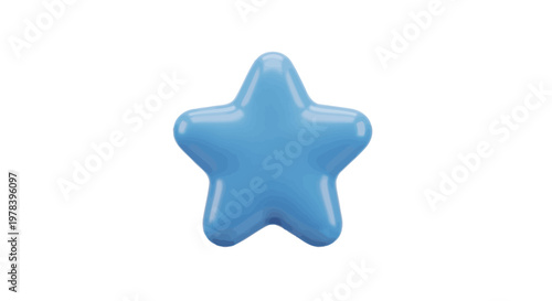 A smooth, vibrant blue three-dimensional star, crafted with a soft, inviting sheen, radiating positive energy and wonder, blossoming like an abstract digital flower