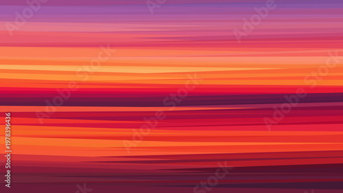 Stylized quiet sunset expressed through clean layered stripes blending warm tones into tranquil composition for interior design, creative projects, wallpapers and calming visuals. Vector illustration