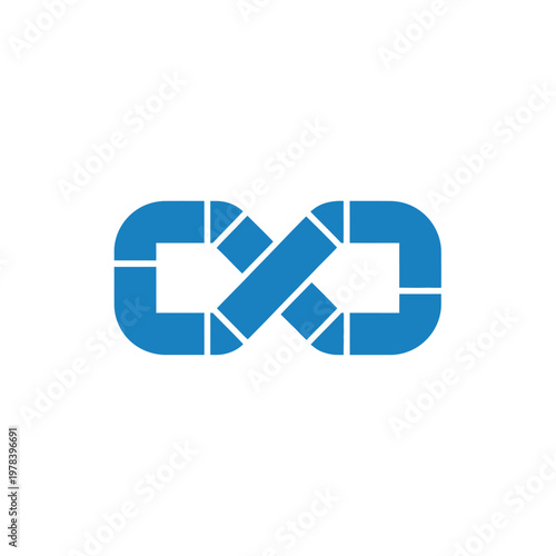 Blue infinity symbol made of blocks.
