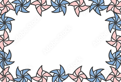 Origami Pinwheel Frame Border Decorative Vector Illustration
