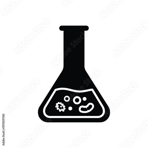 Black Beaker Laboratory Equipment Icon.