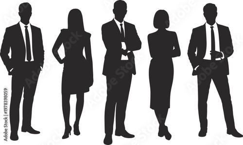 WebBusiness professionals teamwork corporate silhouettes standing together unity collaboration success, flavector