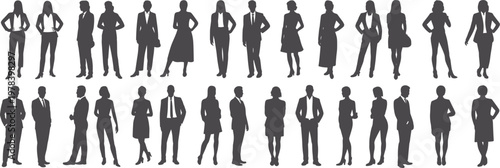 WebBusiness people silhouettes collection, diverse professionals standing team corporate workforce isolated vector