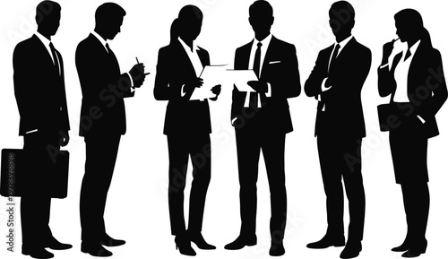 WebBusiness teamwork collaboration meeting, corporate group discussion, professional office colleagues, flavector