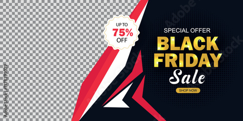 Black Friday flat 75% off sale banner template