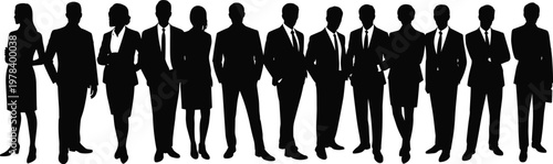 WebCorporate business team silhouettes standing together unity professionalism concept illustration