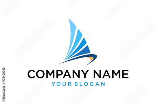 Free Download Abstract Blue Sail Logo Template for Business Branding - GFXLoad